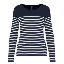 Marinière bleu marine manches longues pour femme à personnaliser