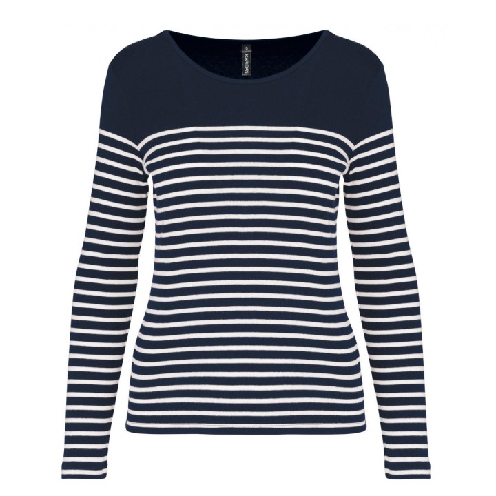 Marinière bleu marine manches longues pour femme à personnaliser