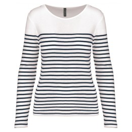 Marinière blanche manches longues pour femme à personnaliser