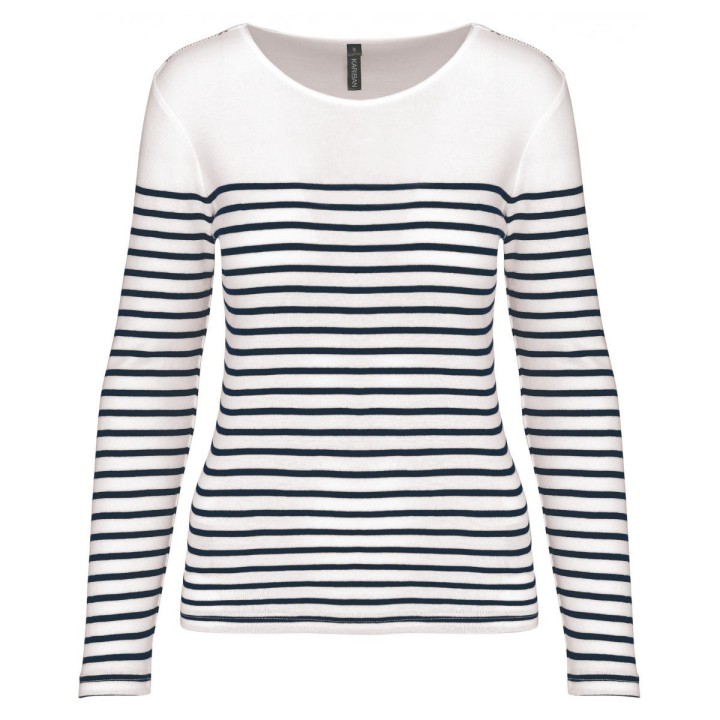 Marinière blanche manches longues pour femme à personnaliser
