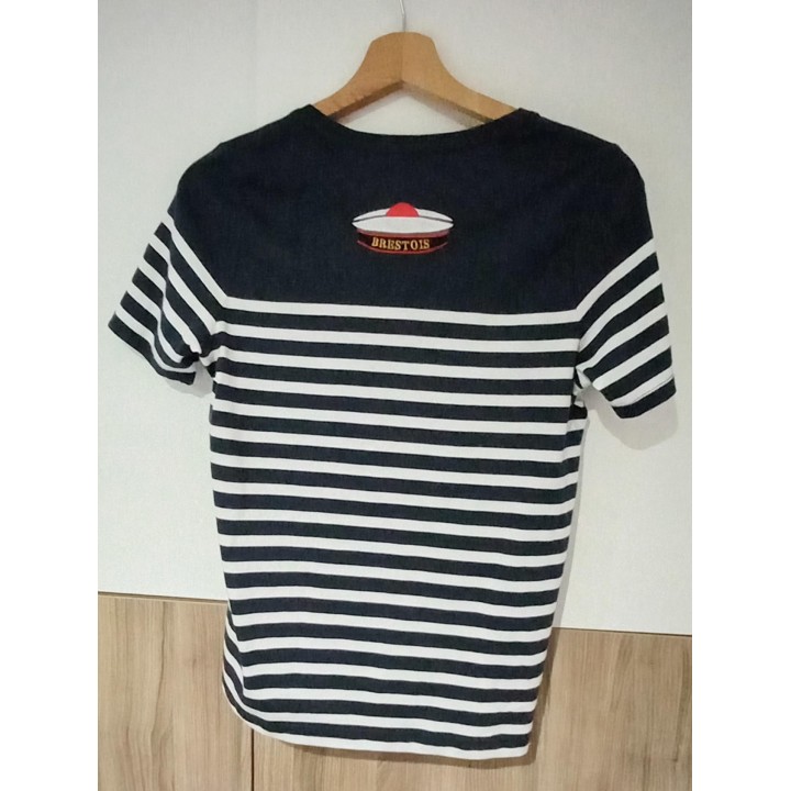 T-shirt marin bleu marine enfant avec personnalisation bachi blanc Brestois