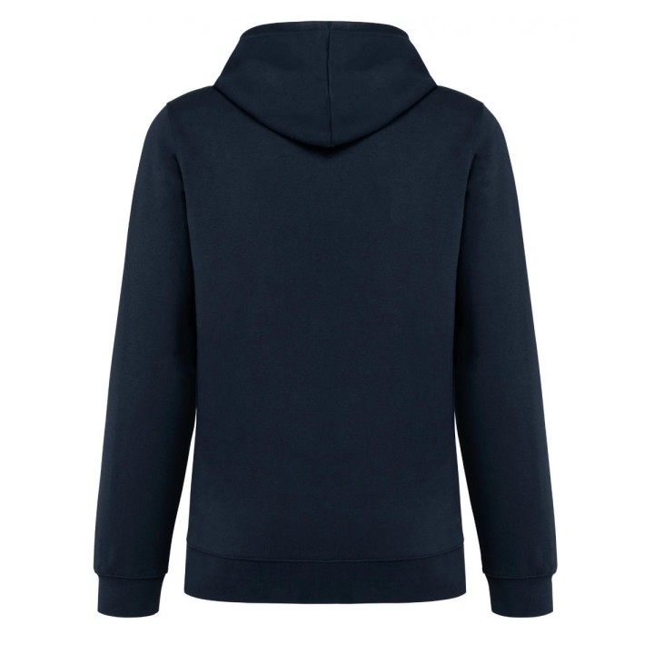Sweat-shirt bleu marine à capuche contrastée unisexe vu de dos