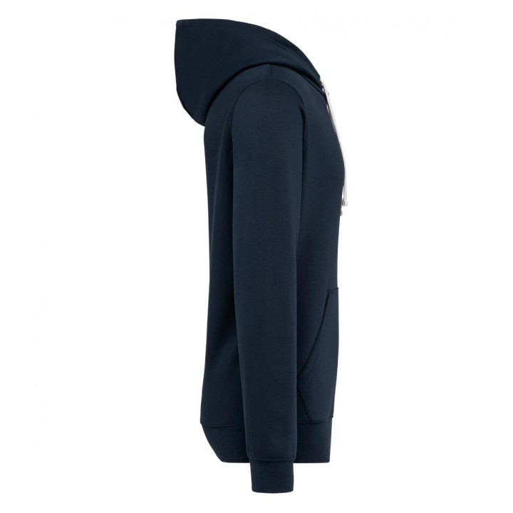 Sweat-shirt bleu marine à capuche contrastée unisexe bachi à personnaliser vu de profil