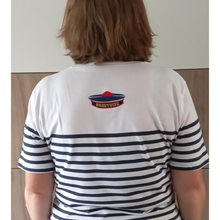 T-shirt marin blanc femme à personnaliser
