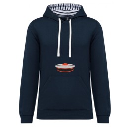 Sweat-shirt bleu marine à capuche contrastée unisexe bachi à personnaliser