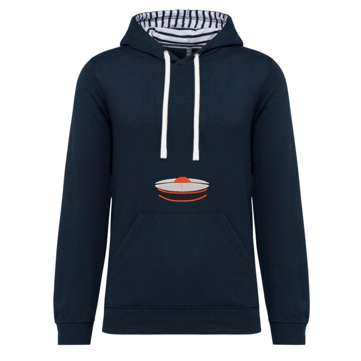 Sweat-shirt bleu marine à capuche contrastée unisexe bachi à personnaliser