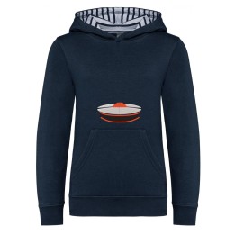 Sweat-shirt bleu marine à capuche contrastée enfant avec bachi à personnaliser