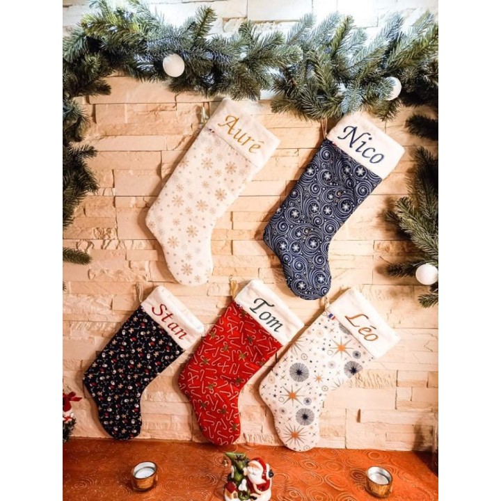 Bottes de noël personnalisées famille avec prénom