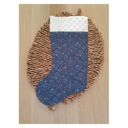 Botte de noël bleu étoiles dorées personnalisée fabrication française