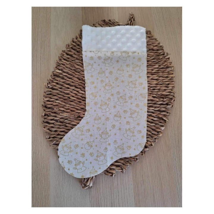 Botte de noël blanche et père noël doré personnalisée fabrication française