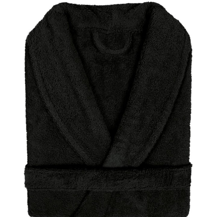 Peignoir Noir col à châle à personnaliser