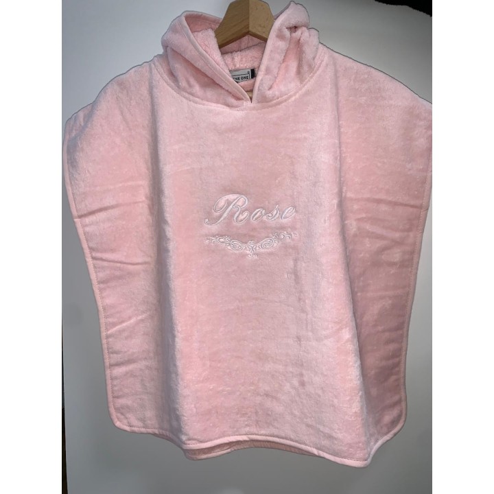 Poncho de bain rose bébé personnalisé prénom