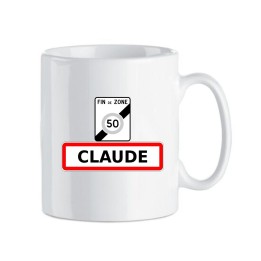 Mug anniversaire personnalisé prénom et âge avec imitation fin de zone à vitesse limitée