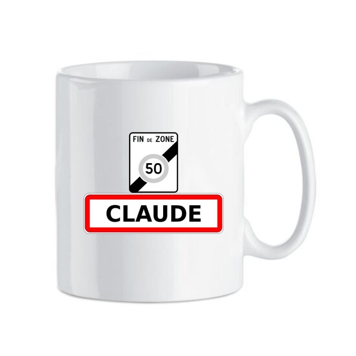Mug anniversaire personnalisé prénom et âge avec imitation fin de zone à vitesse limitée