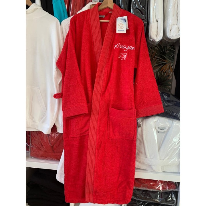 Peignoir rouge personnalisé avec motif boxer