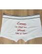 Boxer blanc personnalisé  texte avec un message sur les fesses pour la saint Valentin