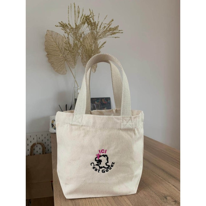 Mini tote bag natural personnalisé carte du finistère