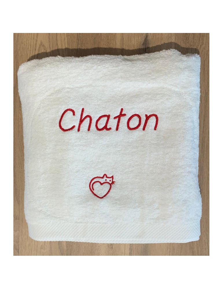 Serviette de bain personnalisée texte Chaton avec motif optionnel