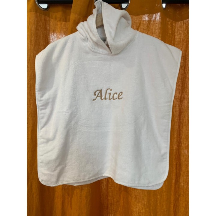 Poncho de bain blanc personnalisé prénom Alice