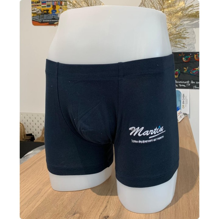 Boxer bleu marine homme personnalisé prénom et libellé texte