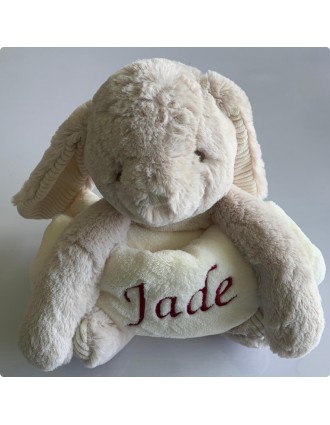 Peluche lapin avec couverture personnalisée prénom  Jade