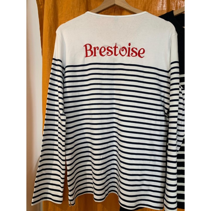 Marinière personnalisée femme avec broderie dos Brestoise