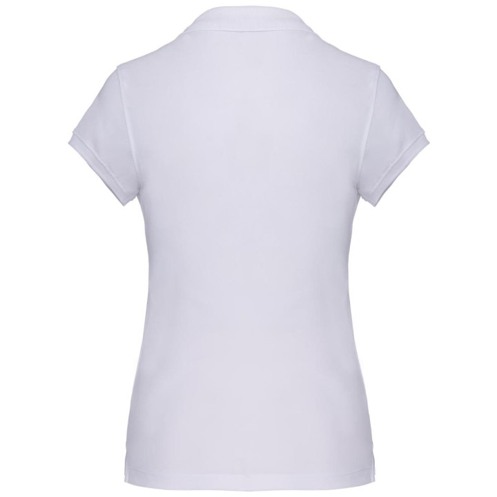 Polo blanc manches courtes femme à personnaliser vu de dos