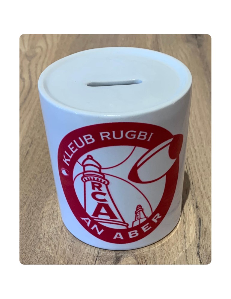 Tirelire personnalisée et sublimée aux couleurs du Rugby Club de l'Aber