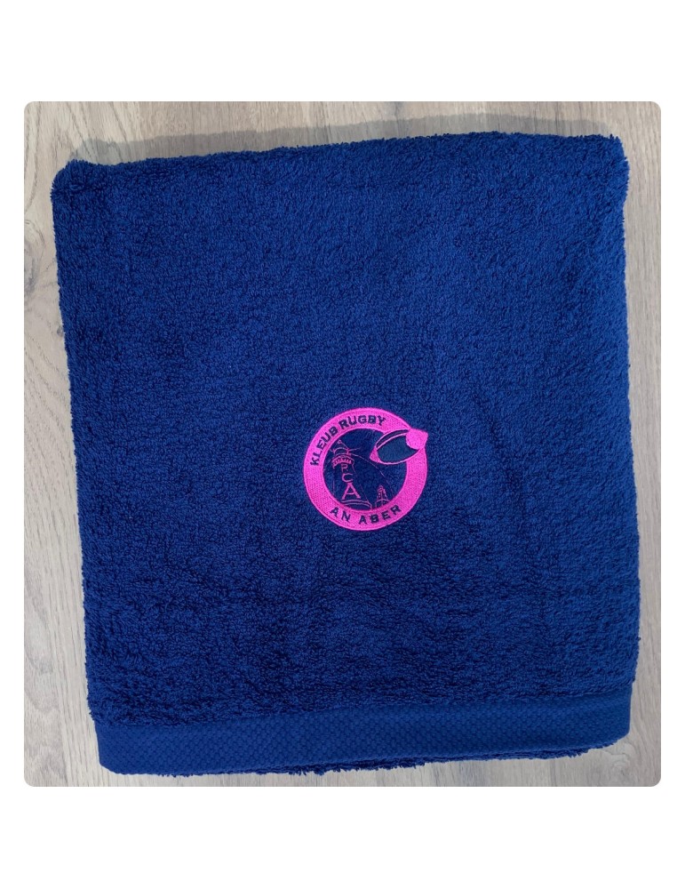 Drap de bain bleu marine personnalisé Rugby Club de l'Aber