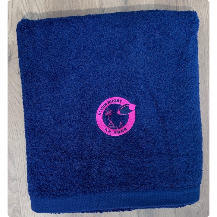 Drap de bain bleu marine personnalisé Rugby Club de l'Aber