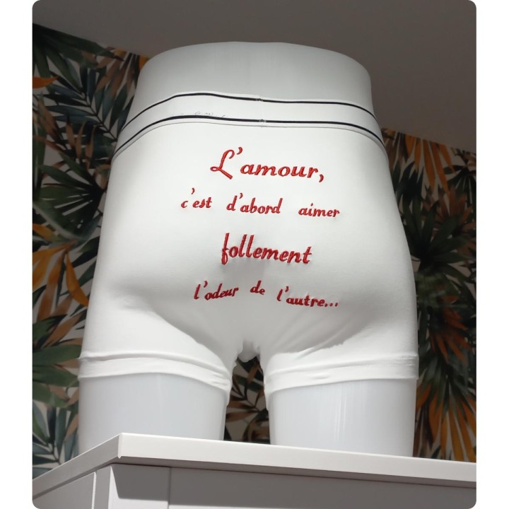 Boxer homme personnalisé avec inscriptions texte sur les fesses