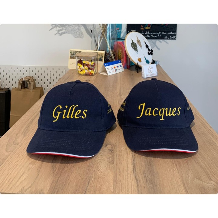 Casquettes tricolores personnalisées avec un prénom