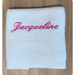 Serviette blanche personnalisée prénom Jacqueline