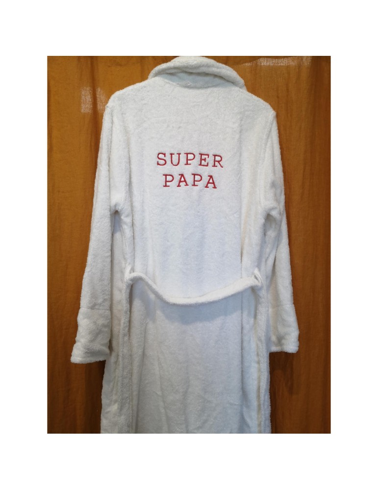 Peignoir personnalisé avec broderie dos super papa