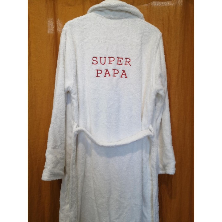 Peignoir personnalisé avec broderie dos super papa