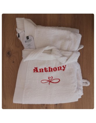 Peignoir blanc personnalisé prénom Anthony