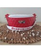 Sac banane femme simili cuir rouge et blanc personnalisable