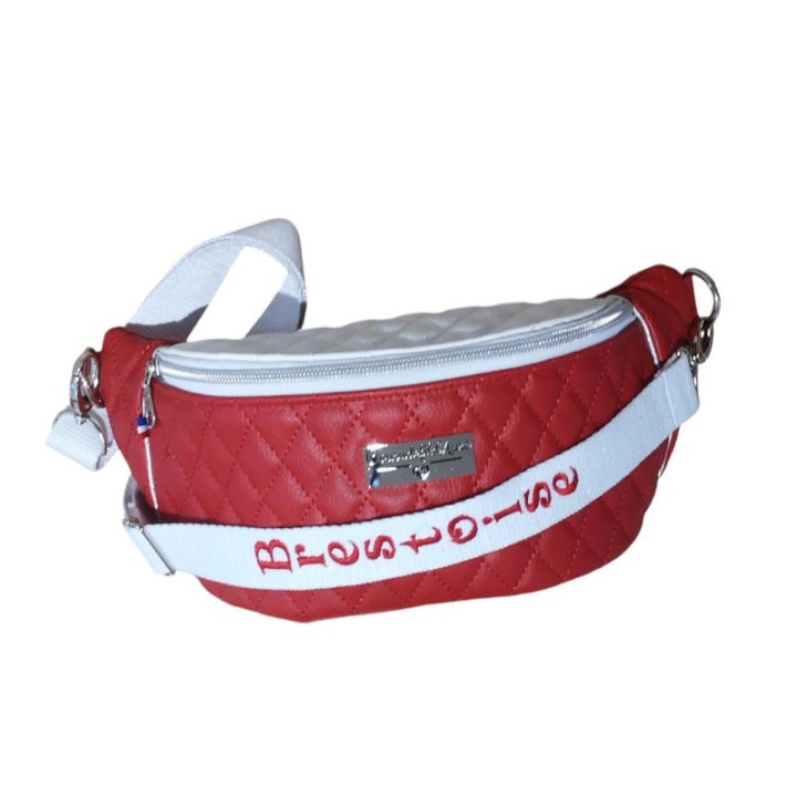 sac banane femme rouge et blanc à personnaliser