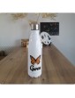 Gourde blanche personnalisée prénom Gwen avec motif papillon