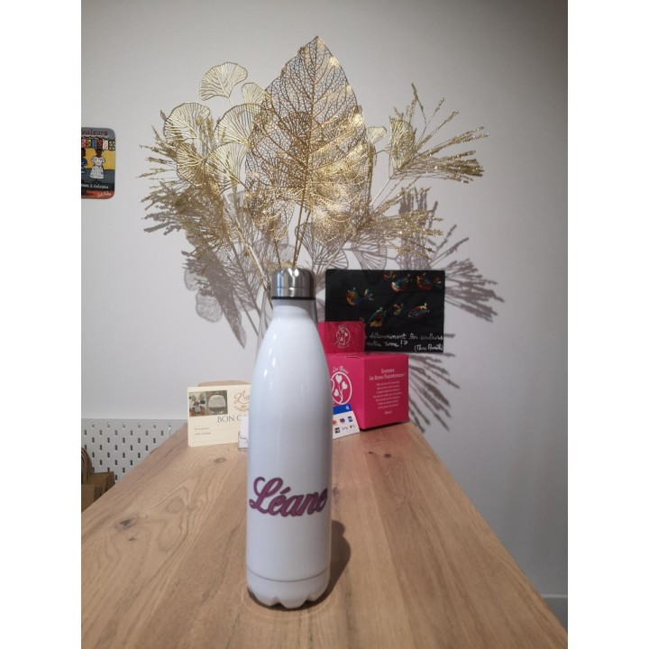 Gourde blanche personnalisée prénom Léane