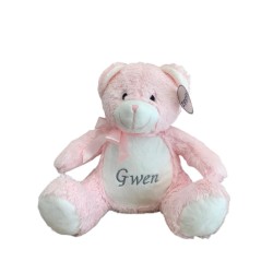 Peluche ourson rose personnalisé prénom Gwen
