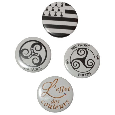 Magnets réalisés en Bretagne avec épingle, magnétique, décapsuleur, miroir ou porte-clé