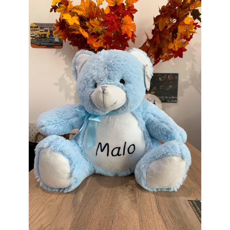 KDO MAGIC - Doudou personnalisé - Personnalisable avec Un prénom - Peluche personnalisée - Cadeau Naissance, garçon, Fille, bébé, Anniversaire (Lune Bleu, Chien