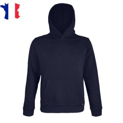 Sweat bleu marine made in France à capuche à personnaliser