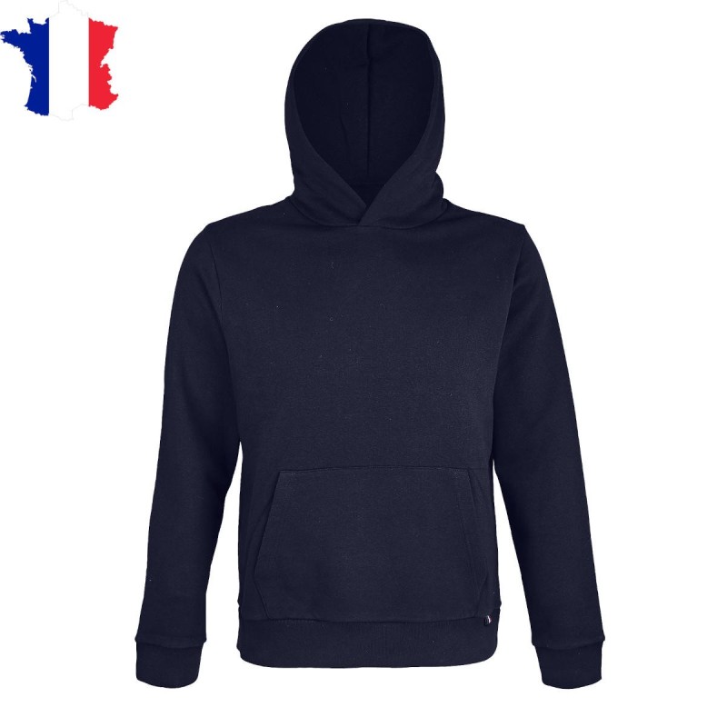 Sweat bleu marine made in France à capuche à personnaliser