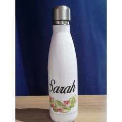 Gourde isotherme personnalisée prénom Sarah avec motif floral