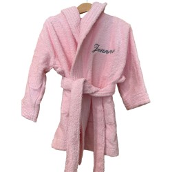 Peignoir rose enfant personnalisé au prénom Jeanne