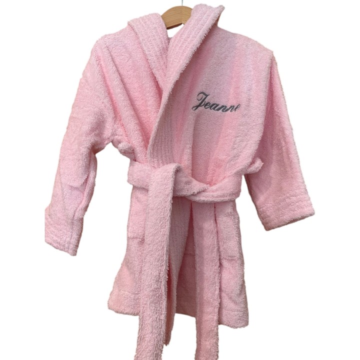 Peignoir rose enfant personnalisé au prénom Jeanne