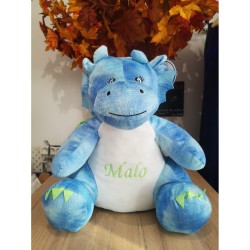 Peluche Personnalisée Dragon Bleu avec Broderie Prénom Malo
