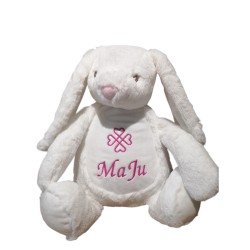 Peluche personnalisée prénom Lapin Blanc avec broderie MaJu